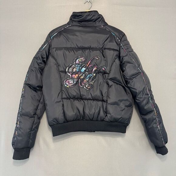 Ecko Red Women’s Black Zip Up Puffer Jacket Size XL Polyester HipHop Style - Picture 1 of 11